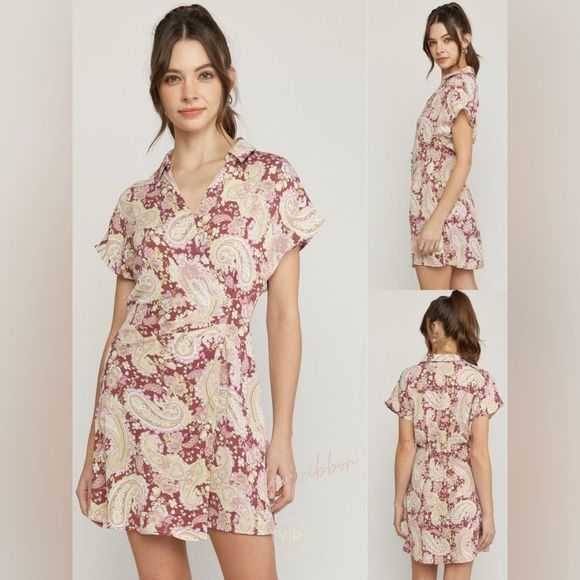 Yellow Ribbon Dresses & Skirts - 🆕 Pink Paisley Wrap Dress